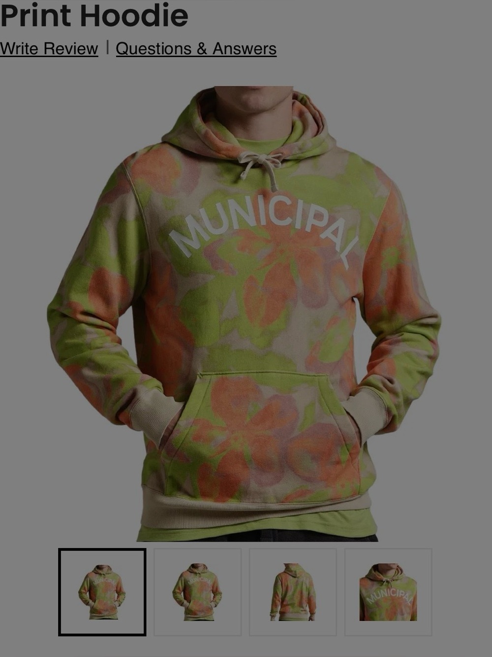 Tie-Dye Hooded Sweatshirt in Green & Orange by Municipal